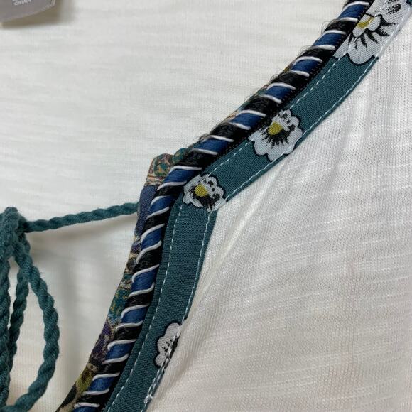 Chico's Tunic Top Size 4 3/4 Sleeve Tie Neck Tassel XXL Ecru Boho Cream Modal - Picture 10 of 15